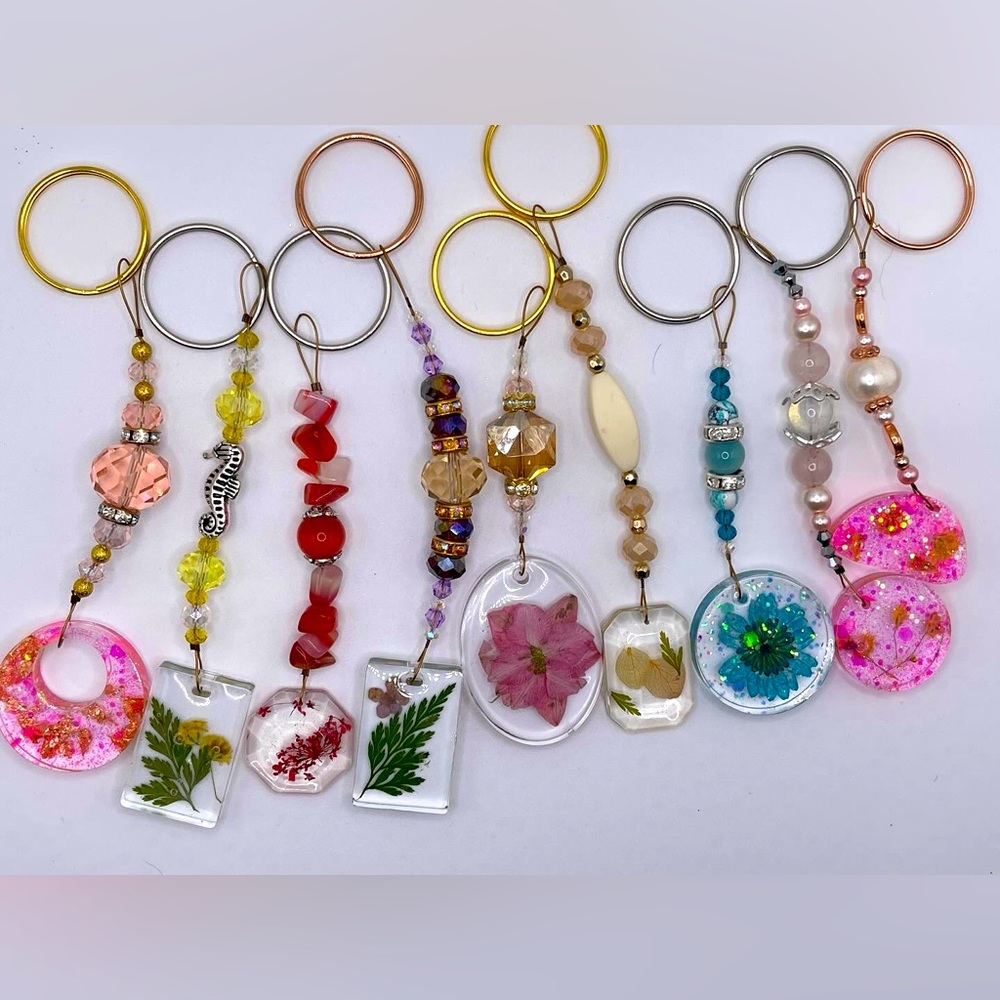 Handmade charms for keychains or rearview mirrors